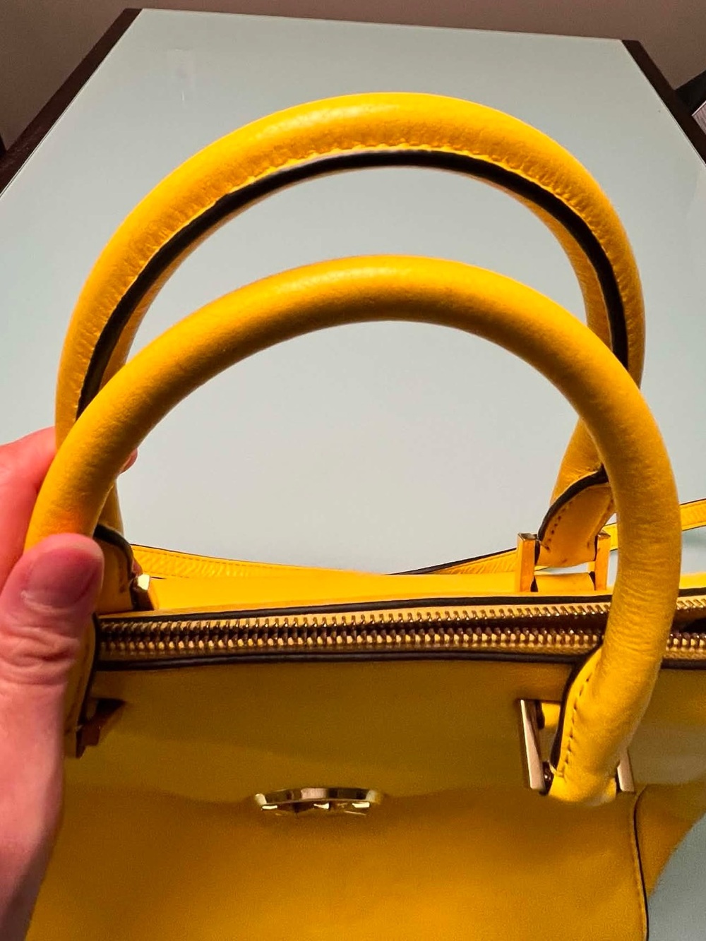 Michael Kors Yellow Pebbled Leather Convertible Satchel Crossbody Handbag Bag - Picture 9 of 11